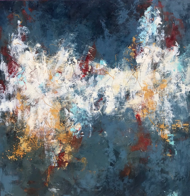 Whisper 2, Cindy Walton, oil and cold wax on panel,48"x 48"