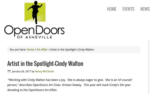 Cindy Walton, Open Doors of Asheville